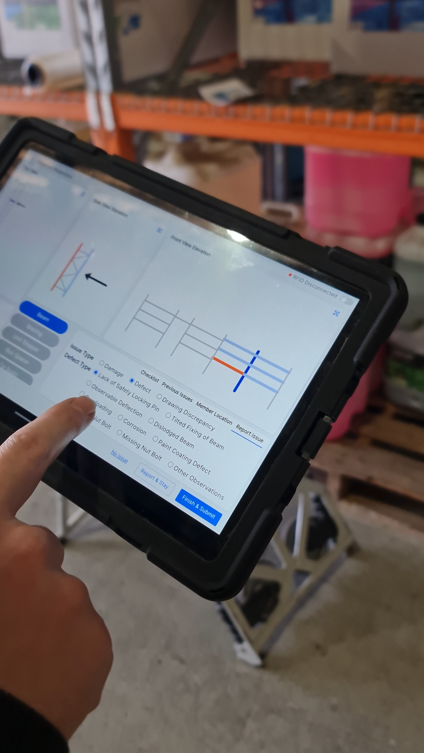 SSO team discussing warehouse layout with client — operational context