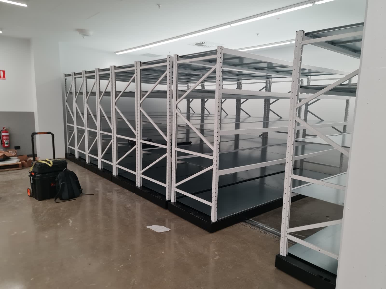 Government or council facility storage — clean, organised, clearly institutional setting